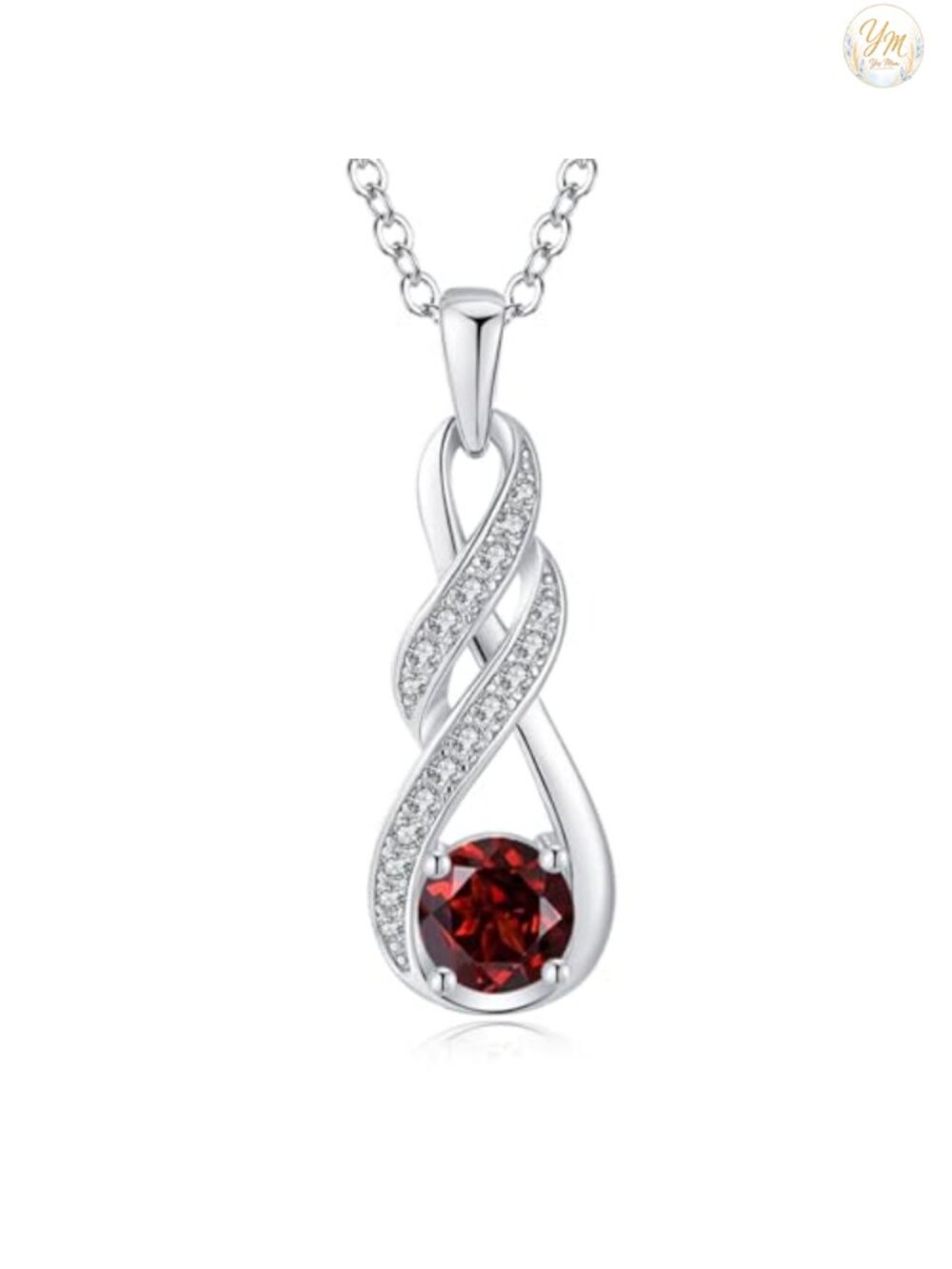 925 Sterling Silver Infinity Birthstone Pendant Necklace Women